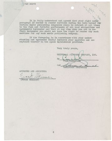 Lot #8155 The Wolfman: Frank Skinner Signed Document - Image 1