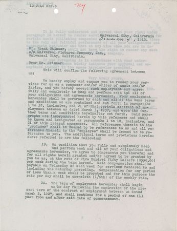 Lot #8155 The Wolfman: Frank Skinner Signed Document - Image 2