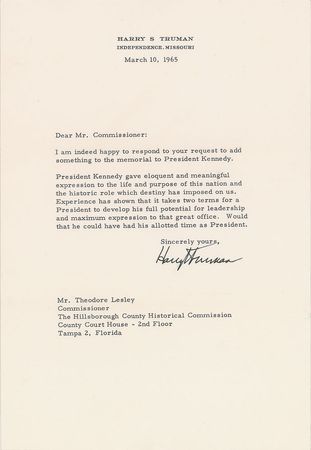 Lot #8070 Harry S. Truman Typed Letter Signed - Image 1