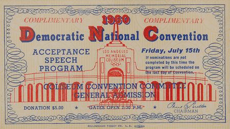 Lot #8016 Kennedy 1960 Democratic National Convention Ticket - Image 2