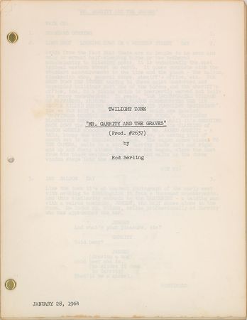 Lot #8162 Twilight Zone Script: Mr. Garrity and the Graves - Image 1