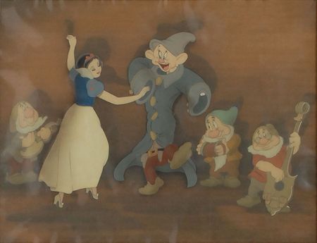 Lot #8472 Snow White and the Seven Dwarfs Courvoisier Animation Cel Set-Up - Image 2