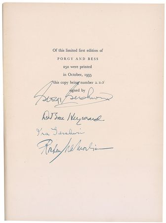 Lot #950 George and Ira Gershwin: The Gershwins sign a very limited edition of Porgy and Bess - Image 1