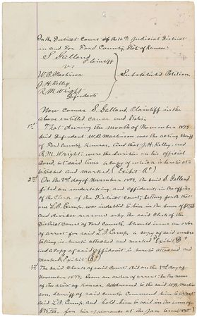 Lot #212 Bat Masterson: ?W. B. Masterson as Sheriff? accused of permitting a jail escape - Image 1