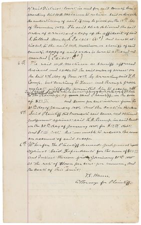 Lot #212 Bat Masterson: ?W. B. Masterson as Sheriff? accused of permitting a jail escape - Image 2