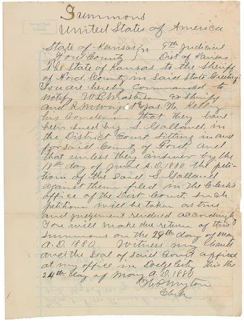 Lot #212 Bat Masterson: ?W. B. Masterson as Sheriff? accused of permitting a jail escape - Image 3