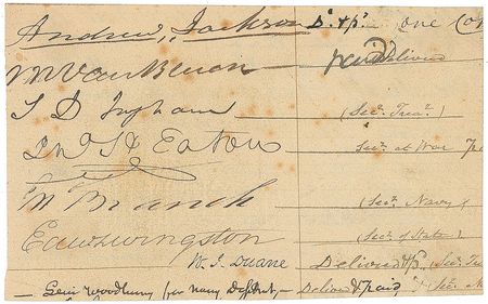 Lot #10 Andrew Jackson and His Cabinet: President
