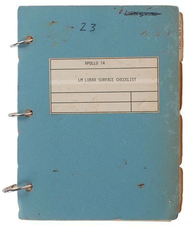 Lot #402 Edgar Mitchell: Training checklist for lunar EVAs and emergency launch - Image 1