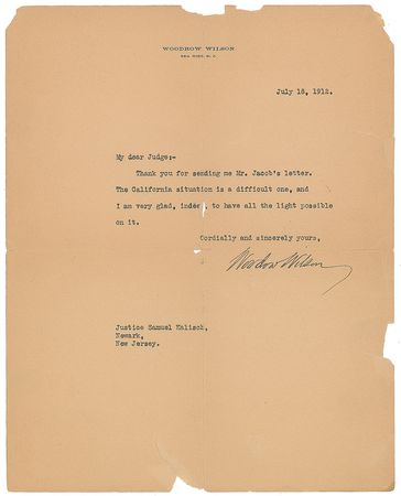 Lot #92 Woodrow Wilson Typed Letters Signed - Image 1