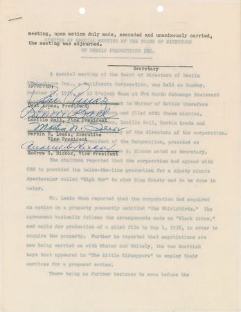 Lot #1084 Lucille Ball and Desi Arnaz Signed Document - Image 1