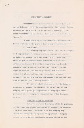 Lot #978 The Carpenters Signed Documents - Image 3