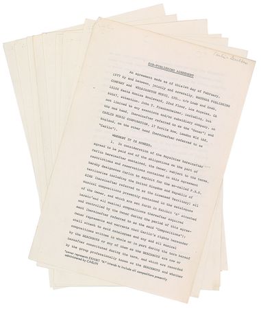 Lot #972 Beach Boys: Brian and Carl Wilson Signed Document - Image 1