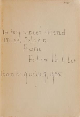 Lot #167 Helen Keller: Wonderfully inscribed first edition of Helen Keller’s Journal - Image 1