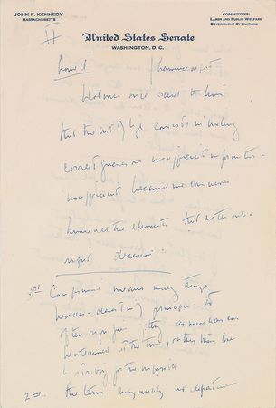 Lot #69 John F. Kennedy: “The art of life consists in making correct guesses on insufficient information” - Image 1
