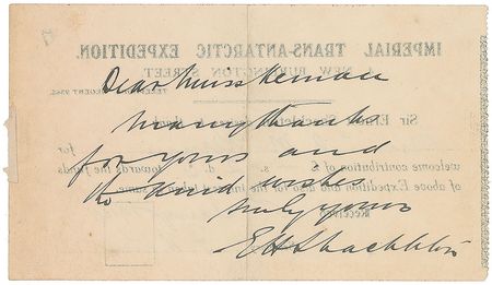 Lot #201 Ernest Shackleton: Thanks for an Imperial Trans-Antarctic Expedition donation - Image 1