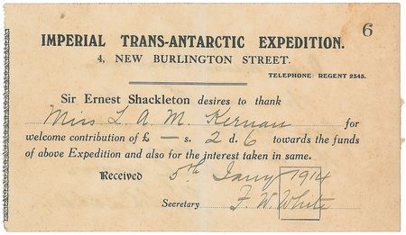 Lot #201 Ernest Shackleton: Thanks for an Imperial Trans-Antarctic Expedition donation - Image 2