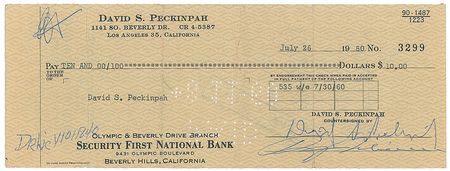 Lot #1132 Sam Peckinpah: Dual-signed check from “David S. Peckinpah” - Image 1