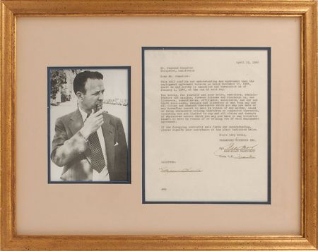 Lot #812 Raymond Chandler Signed Document - Image 1
