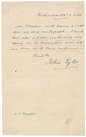 Lot #14 John Tyler: On the eve of the Civil War