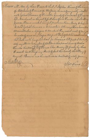 Lot #160 Richard Stockton: Rare triple-signed autograph ?Plea of Debt? - Image 2