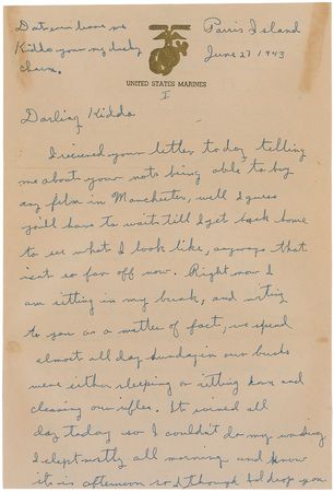 Lot #332 Iwo Jima: Rene Gagnon: War-dated letter by an Iwo Jima flag-raiser - Image 1