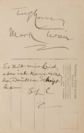 Lot #816 Samuel L. Clemens: The American humorist tries his hand at German - Image 1