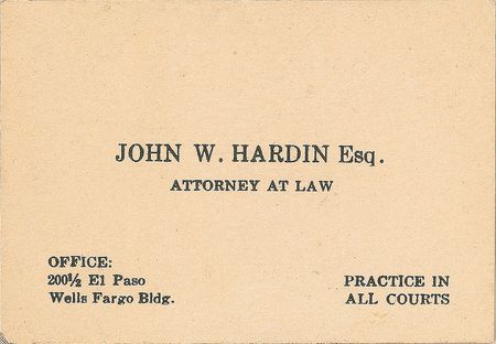 Lot #278 John Wesley Hardin Business Card - Image 1