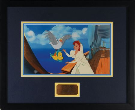 Lot #749 Ariel, Scuttle, and Flounder production cels from The Little Mermaid Production Cels - Image 1