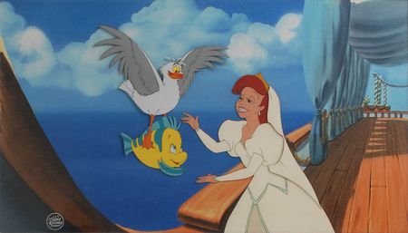 Lot #749 Ariel, Scuttle, and Flounder production cels from The Little Mermaid Production Cels - Image 2