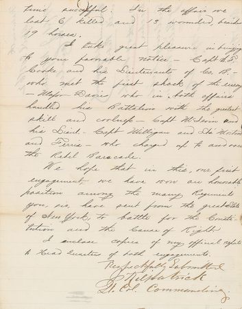 Lot #328 Hugh Judson Kilpatrick: “Lee’s cavalry was forced on fences into the woods in all directions to avoid the rush of our men and their biting sabres” - Image 3