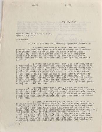 Lot #1140 Orson Welles Signed Document - Image 1