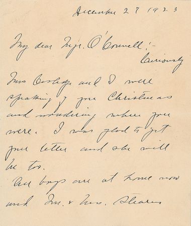 Lot #55 Calvin Coolidge: Christmas greetings to a Boston monsignor - Image 1