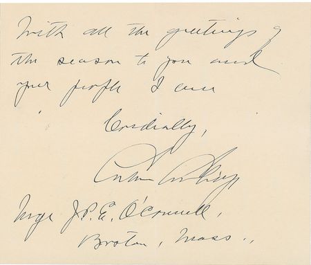 Lot #55 Calvin Coolidge: Christmas greetings to a Boston monsignor - Image 3