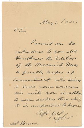 Lot #13 John Tyler Handwritten Letter Signed