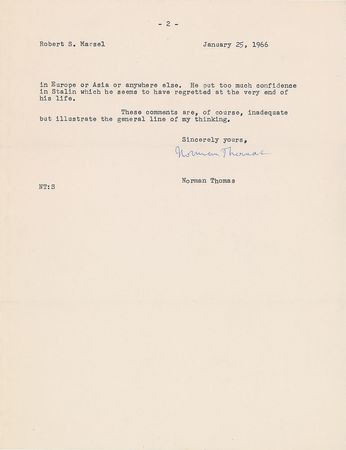 Lot #314 Norman Thomas: Thomas lauds and jabs two of his Presidential rivals?Hoover and FDR - Image 2