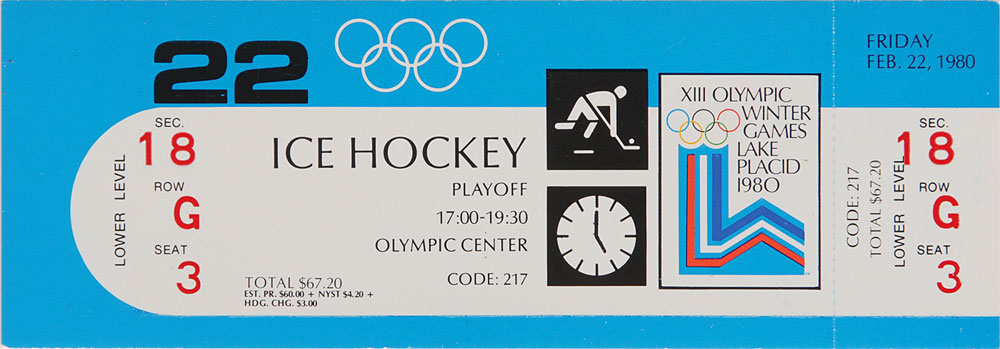 Lake Placid 1980 Winter Olympics Hockey Ticket | RR Auction