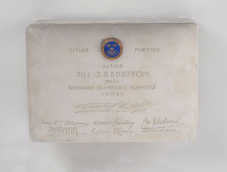 Lot #9044 Swedish Olympic Committee Silver Cigarette Box - Image 1