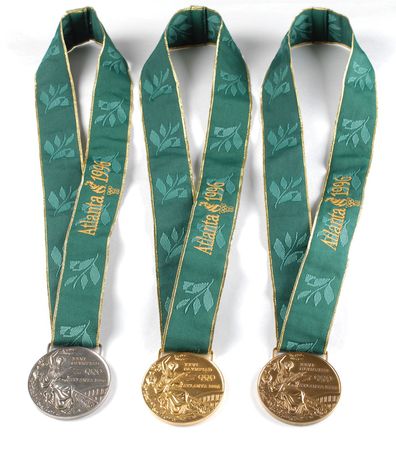 Lot #9133 Atlanta 1996 Summer Olympics Set of Gold, Silver, and Bronze Winner?s Medals - Image 9