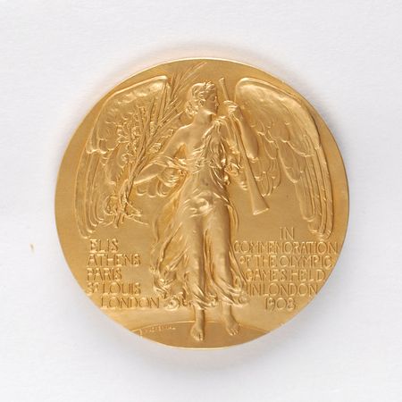 Lot #9012 London 1908 Summer Olympics Gilt Silver Participation Medal - Image 1