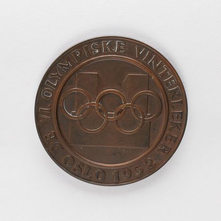 Lot #9065 Oslo 1952 Winter Olympics Copper Participation Medal - Image 1
