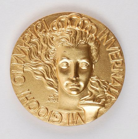 Lot #9069 Cortina 1956 Winter Olympics Gilt Silver Small Participation Medal - Image 1