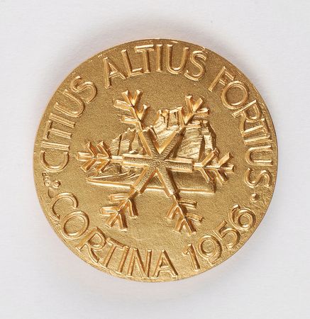 Lot #9069 Cortina 1956 Winter Olympics Gilt Silver Small Participation Medal - Image 2