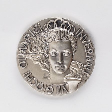 Lot #9068 Cortina 1956 Winter Olympics Silver Winner’s Medal - Image 1