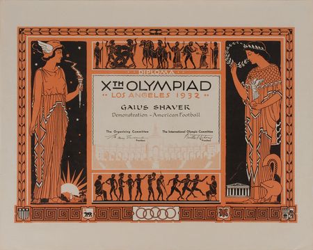 Lot #9038 Los Angeles 1932 Summer Olympics