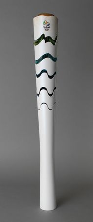 Lot #9159  Rio 2016 Summer Olympics Torch and Custom Display Stand - Image 1