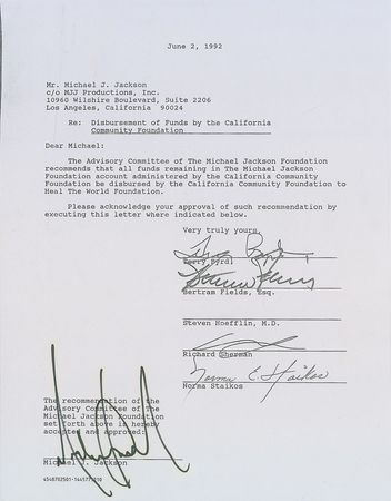 Lot #537 Michael Jackson: An early document from the Heal the World Foundation - Image 1