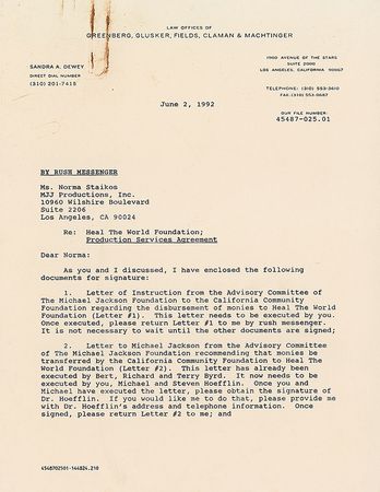 Lot #537 Michael Jackson: An early document from the Heal the World Foundation - Image 2