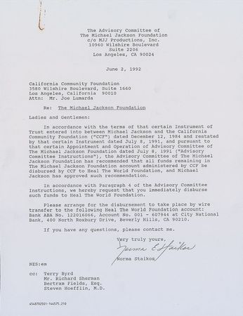 Lot #537 Michael Jackson: An early document from the Heal the World Foundation - Image 4