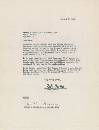 Lot #495 Béla Bartok Signed Document - Image 1