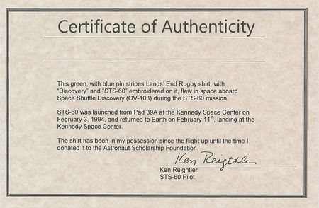 Lot #346 STS-60: Ken Reightler Rugby Shirt - Image 2